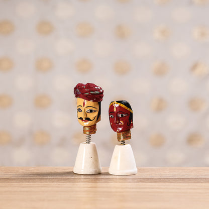 Rajasthani Couple Bobble Head Handmade Puppet/Kathputli
