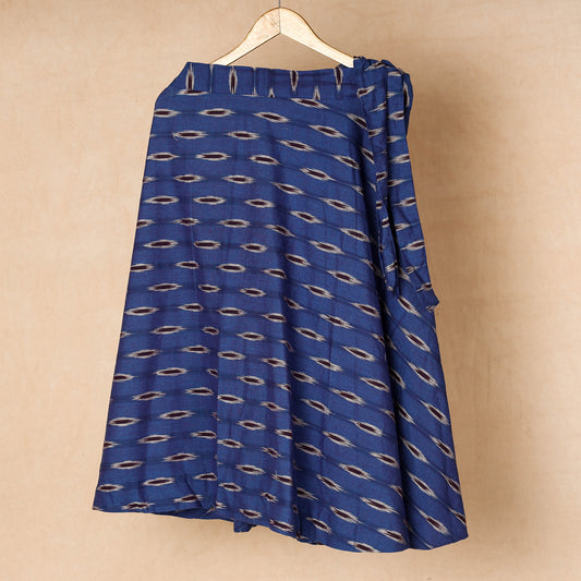 Blue - Pochampally Ikat Cotton Wrap Around Skirt