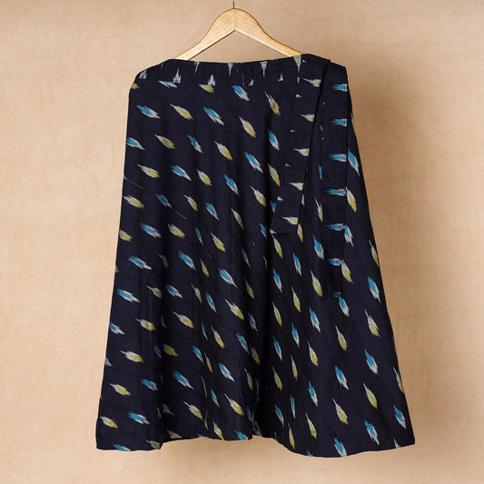 Blue - Pochampally Ikat Cotton Wrap Around Skirt