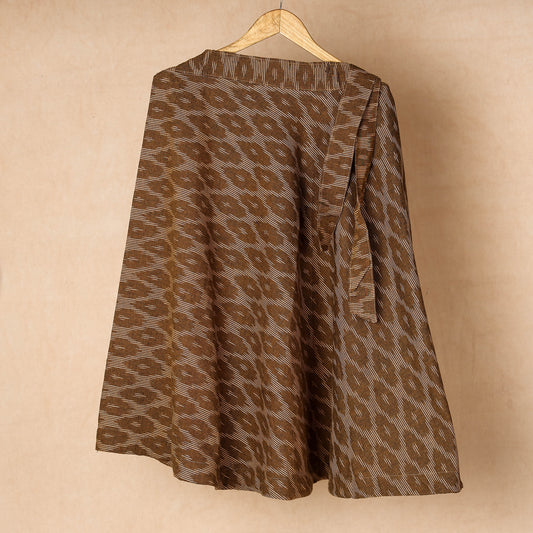 Brown - Pochampally Ikat Cotton Wrap Around Skirt