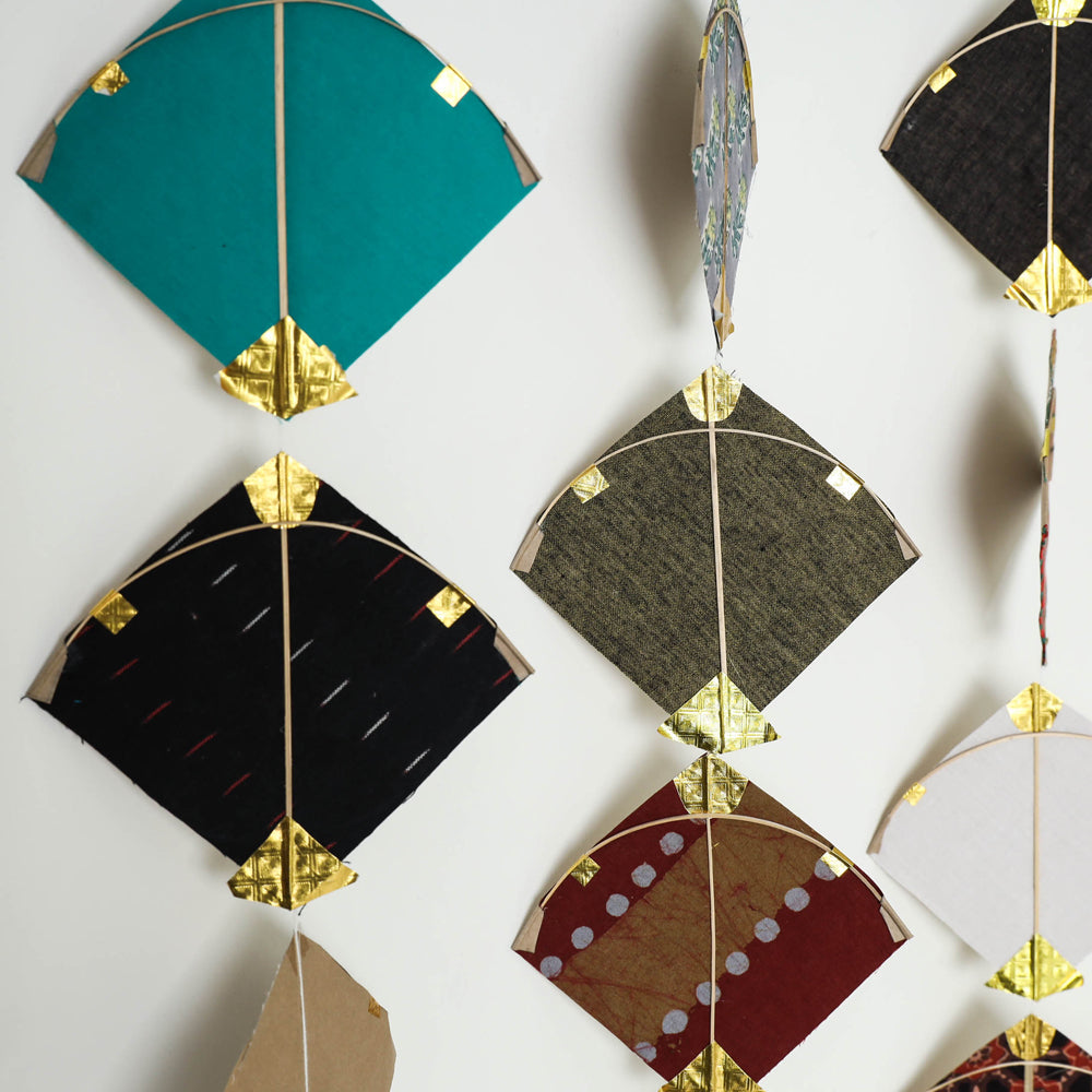 पतंग Kite - Handmade Fabric Katran Work Hanging (Set of 5)