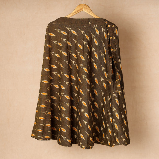 Brown - Pochampally Ikat Cotton Wrap Around Skirt