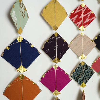 पतंग Kite - Handmade Fabric Katran Work Hanging (Set of 5)