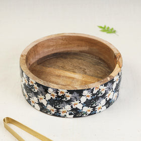  Special Handcrafted Brass Lid Wooden Roti Box with Tong 