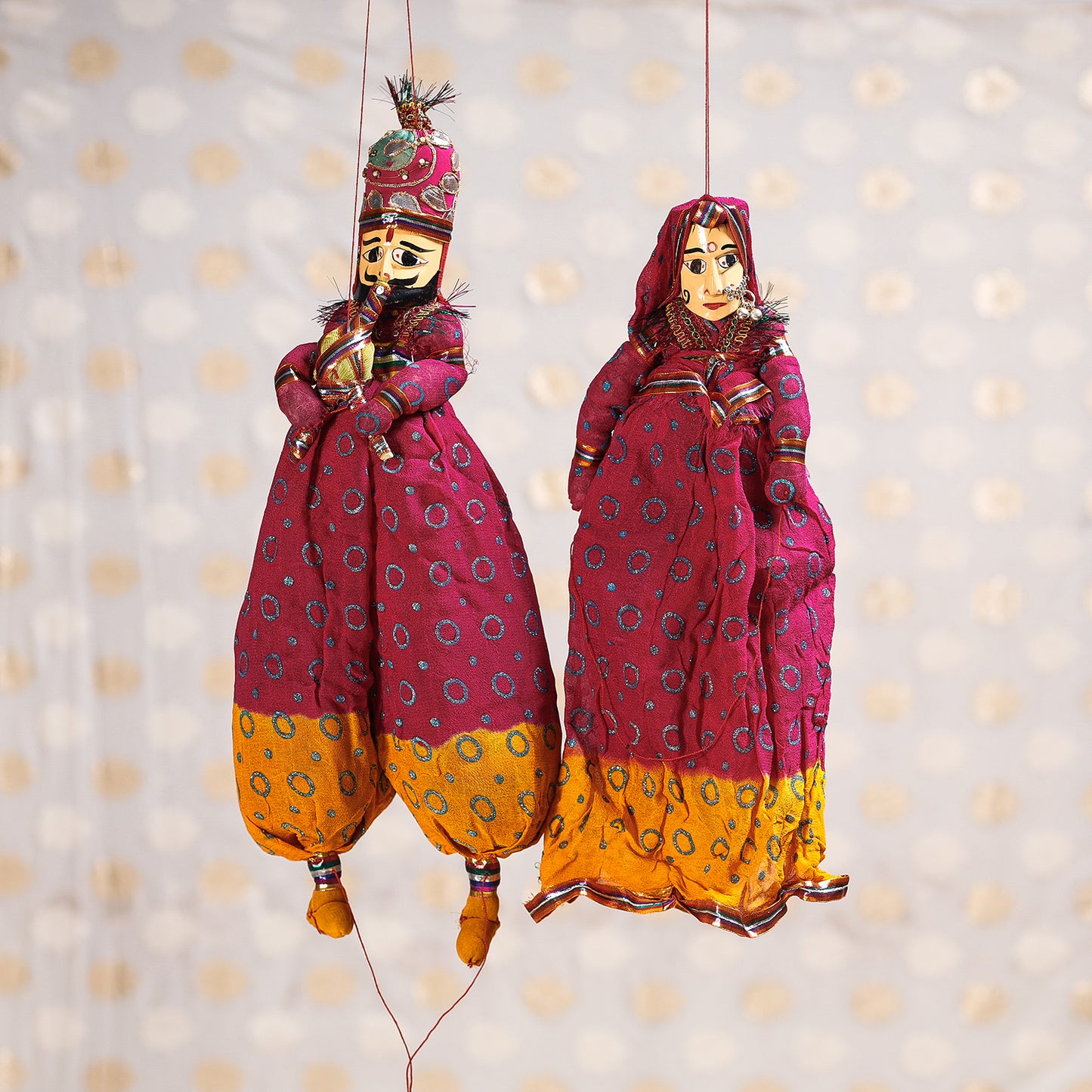 Rajasthani Dancing Couple Handmade Puppet/Kathputli
