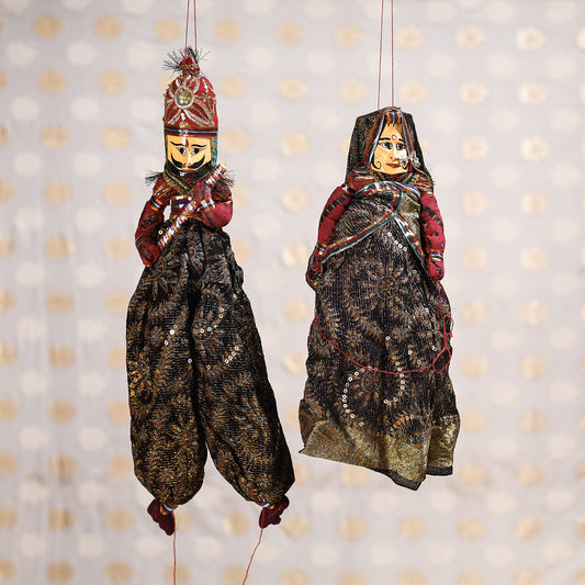 Rajasthani Dancing Couple Handmade Puppet/Kathputli
