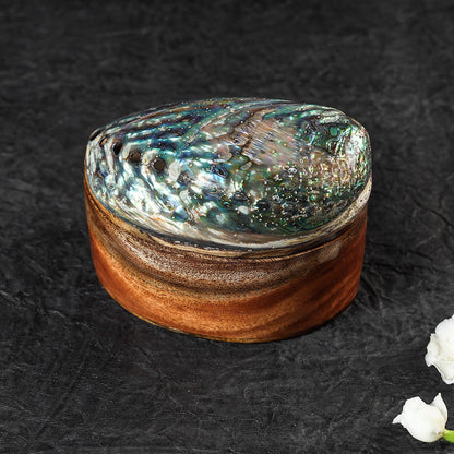 Handcrafted Abalone Seashell Mahogany Wooden Jewelry Box
