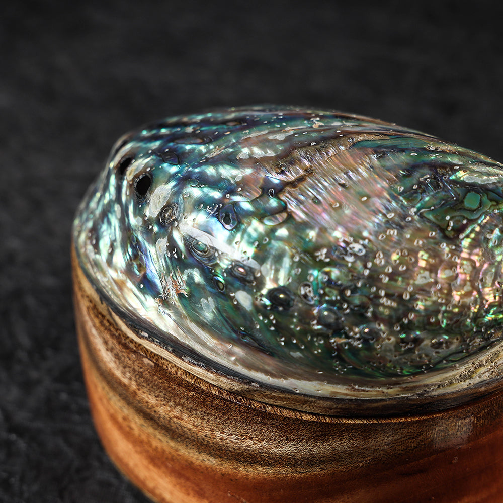 Handcrafted Abalone Seashell Mahogany Wooden Jewelry Box