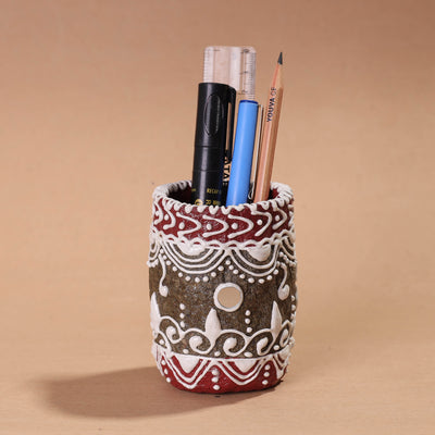 Mandana Art Handpainted Paper Mache Pen Stand (3 x 3 in)