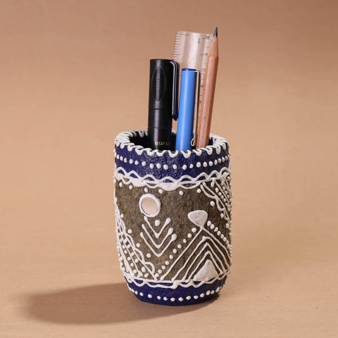 Mandana Art Handpainted Paper Mache Pen Stand (3 x 3 in)