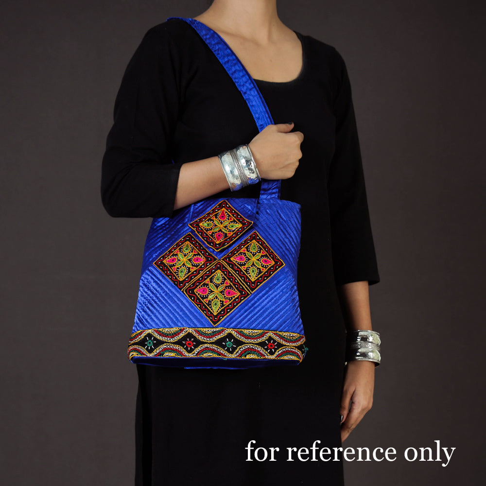 Maroon Evening Bag With Gujarati Embroidery And Mirror Work