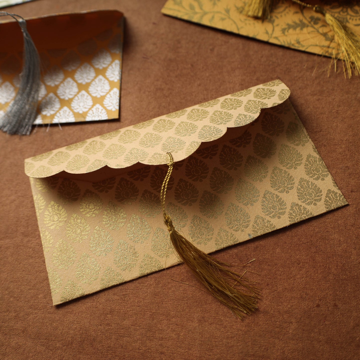 Floral Printed Handcrafted Envelopes with Tassel (Assorted Set of 5)