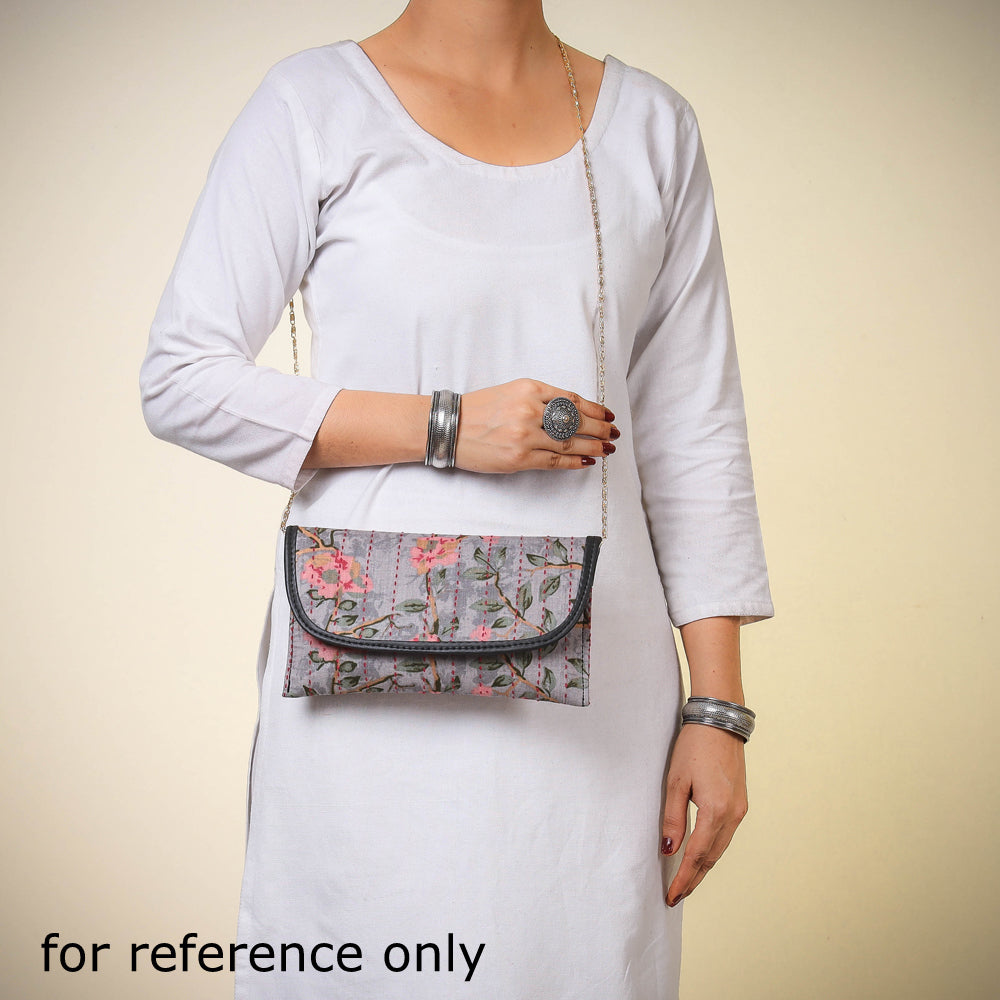 Marudhara Printed Cotton Running Stitch Clutch