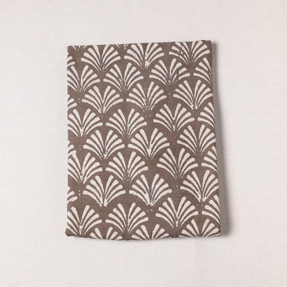 Brown - Mulberry Silk Cotton Handloom Pipad Block Printing Precut Fabric
