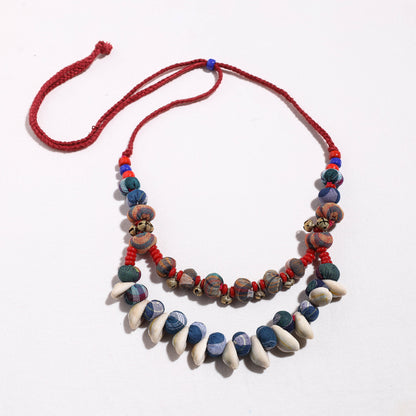 Gamcha Fabric Cowry & Beadwork Necklace by Rangila Dhaga
