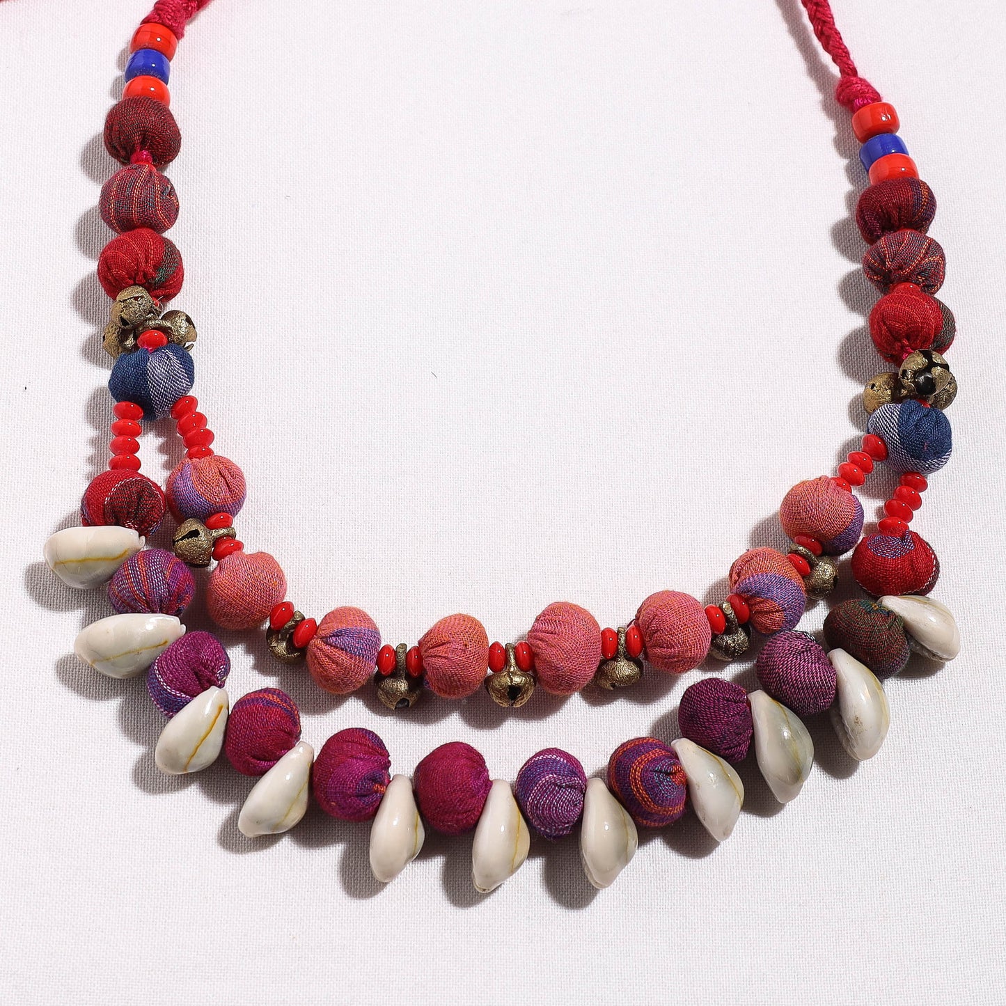 Gamcha Fabric Cowry & Beadwork Necklace by Rangila Dhaga