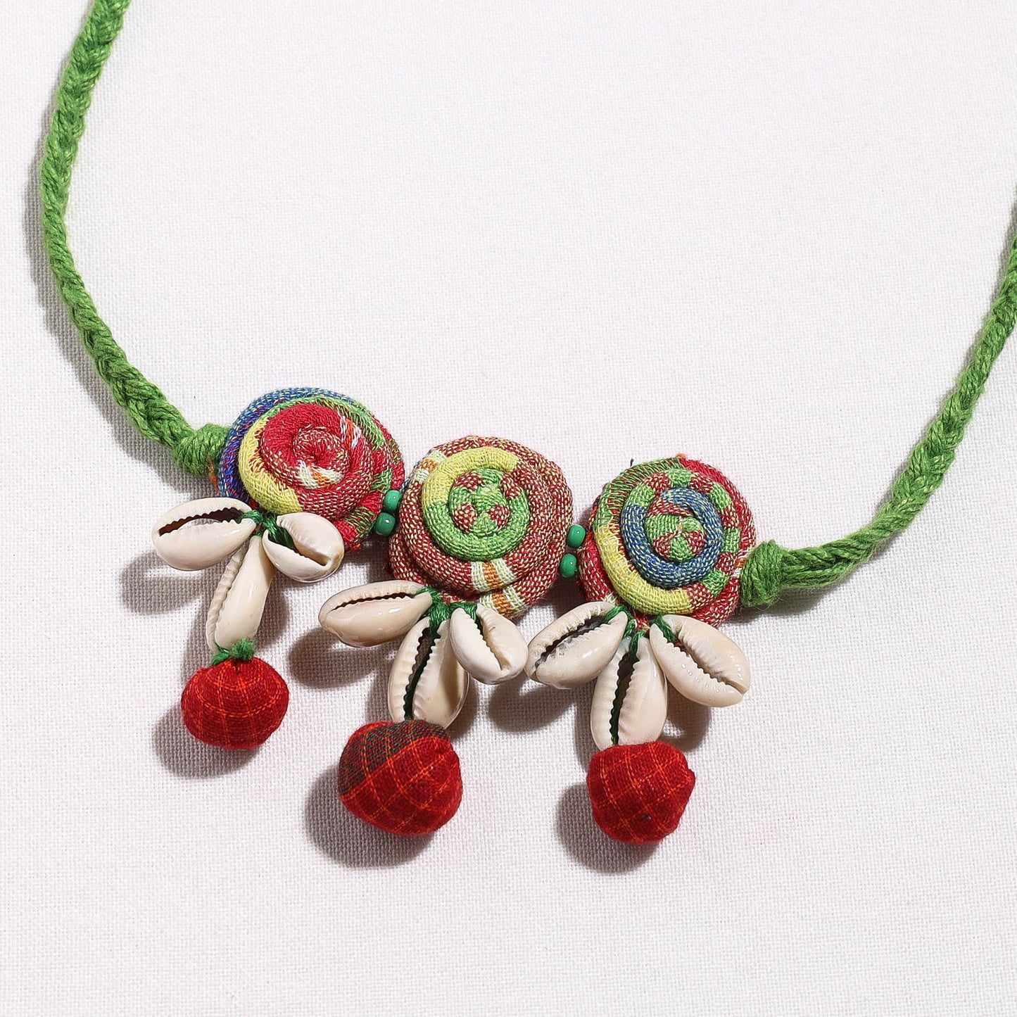 Gamcha Fabric Cowry Necklace by Rangila Dhaga
