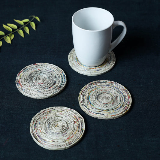 Handmade Upcycled Rolled Paper Coaster (Set of 4)
