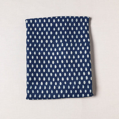 Blue - Mulberry Silk Cotton Handloom Pipad Block Printing Precut Fabric (2.2 meter)