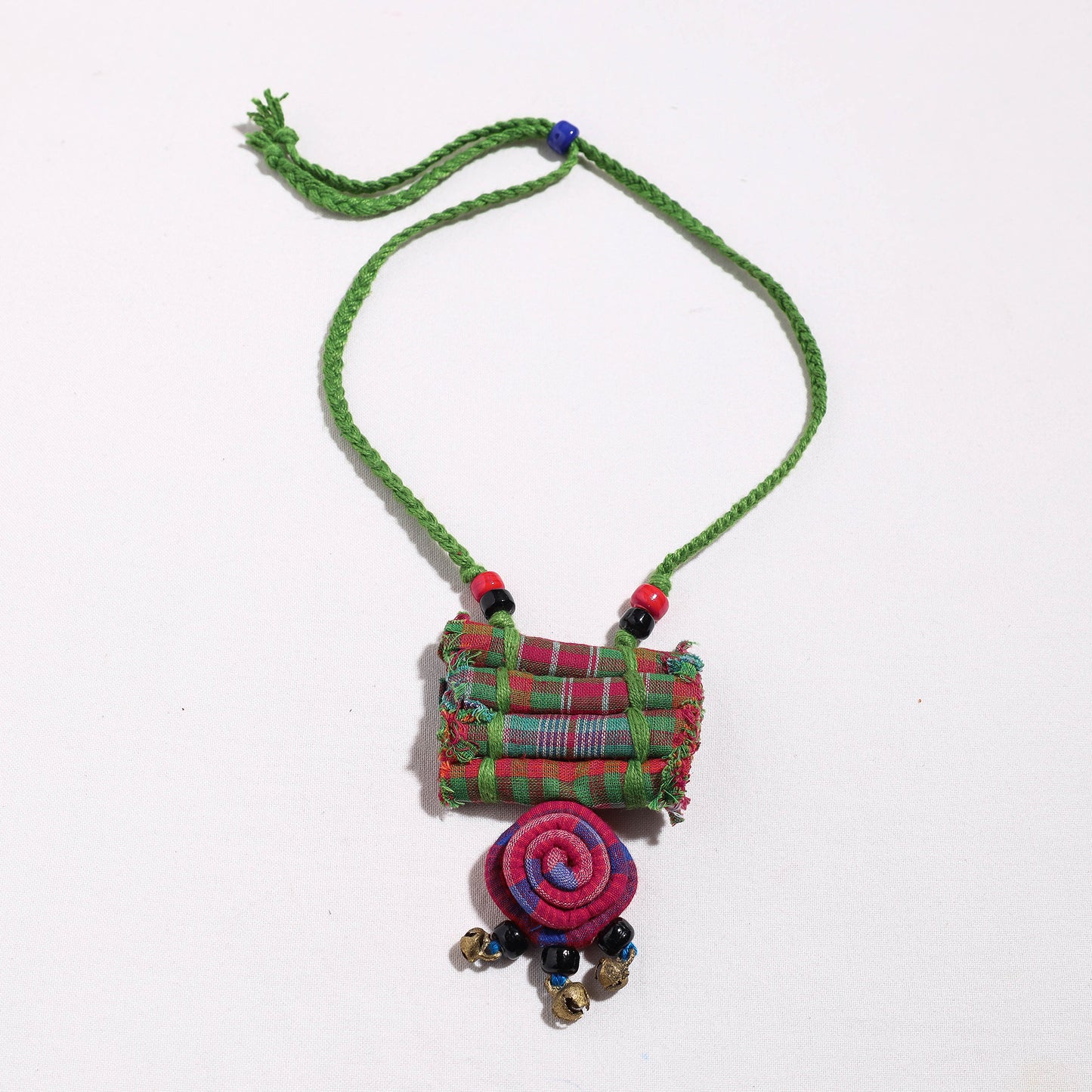 Gamcha Fabric Beadwork Necklace by Rangila Dhaga