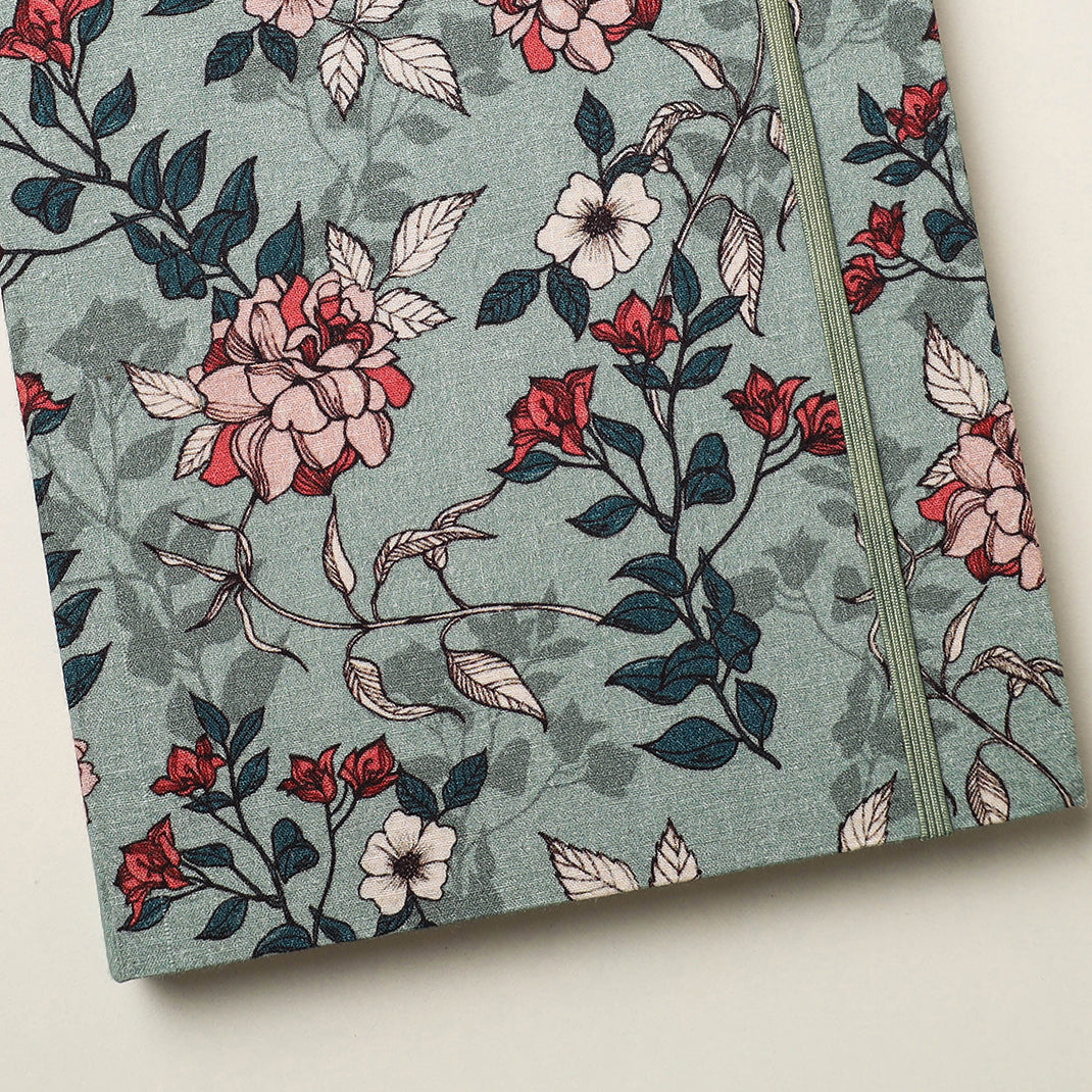 Floral Printed Handmade Elastic Closure Notebook (8 x 5 in)