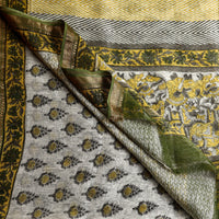 Yellow - Sanganeri Block Printed Chanderi Silk Saree