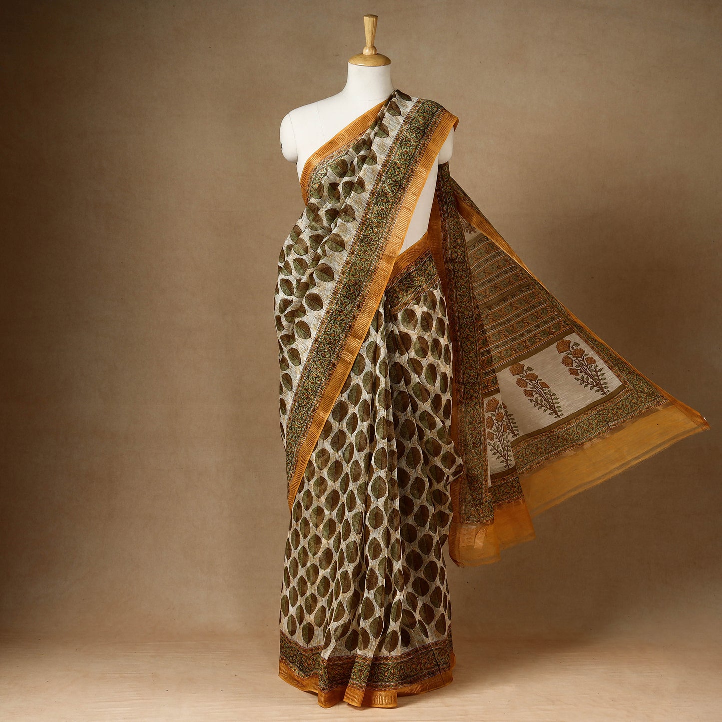 Sanganeri Block Printed Chanderi Silk Saree
