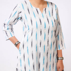 Ikat Weave Cotton Long Kurta for Women