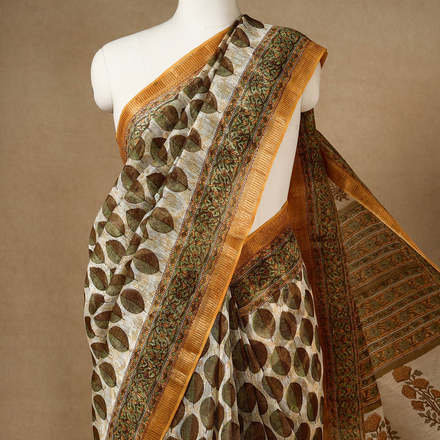 Sanganeri Block Printed Chanderi Silk Saree
