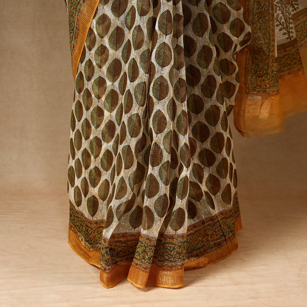 Sanganeri Block Printed Chanderi Silk Saree
