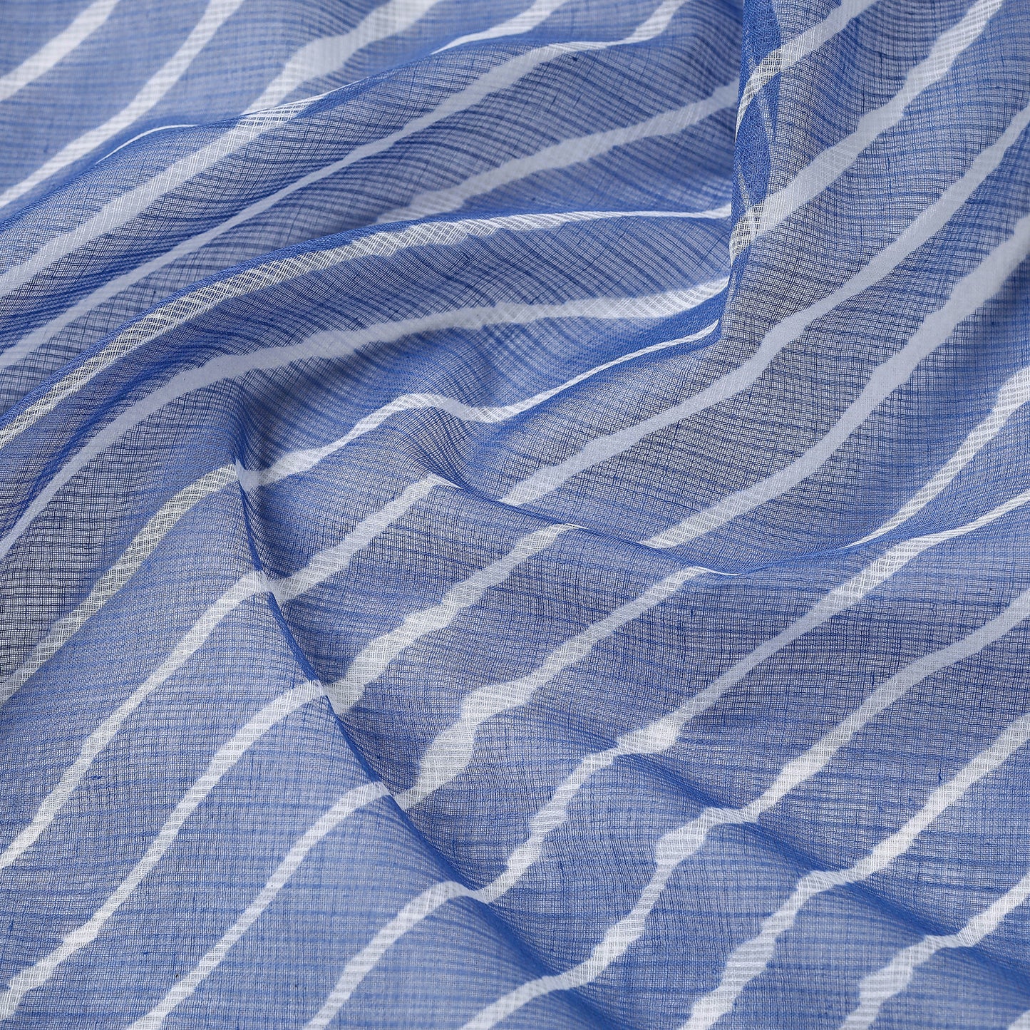 Blue - Leheriya Tie-Dye Kota Doria Cotton Fabric