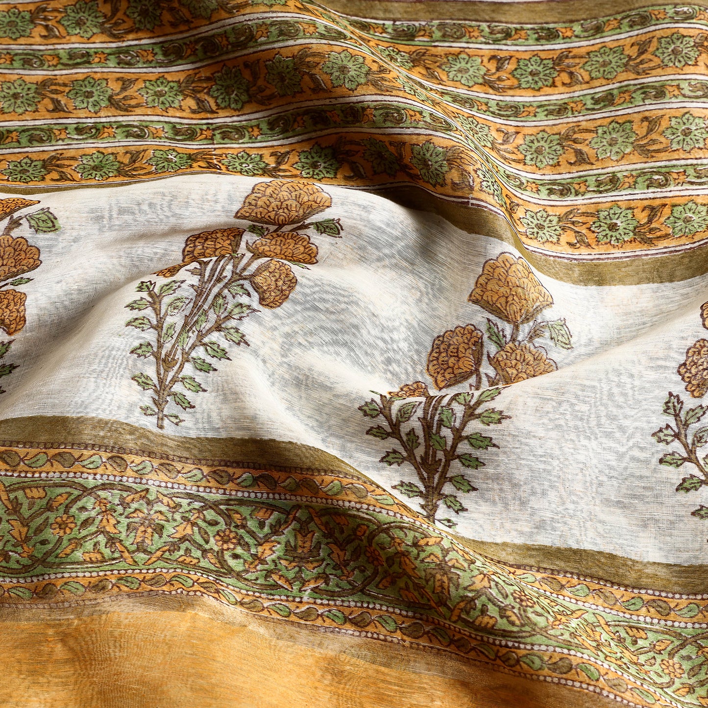 Sanganeri Block Printed Chanderi Silk Saree
