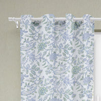 White - Sanganeri Pure Cotton Fabric Window Curtain (60 x 40 in) (single piece)