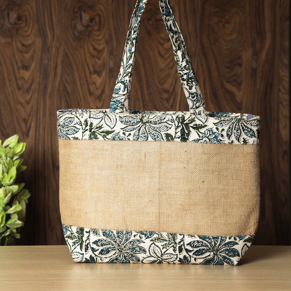 Hand Block Printed Jute Shoulder Bag