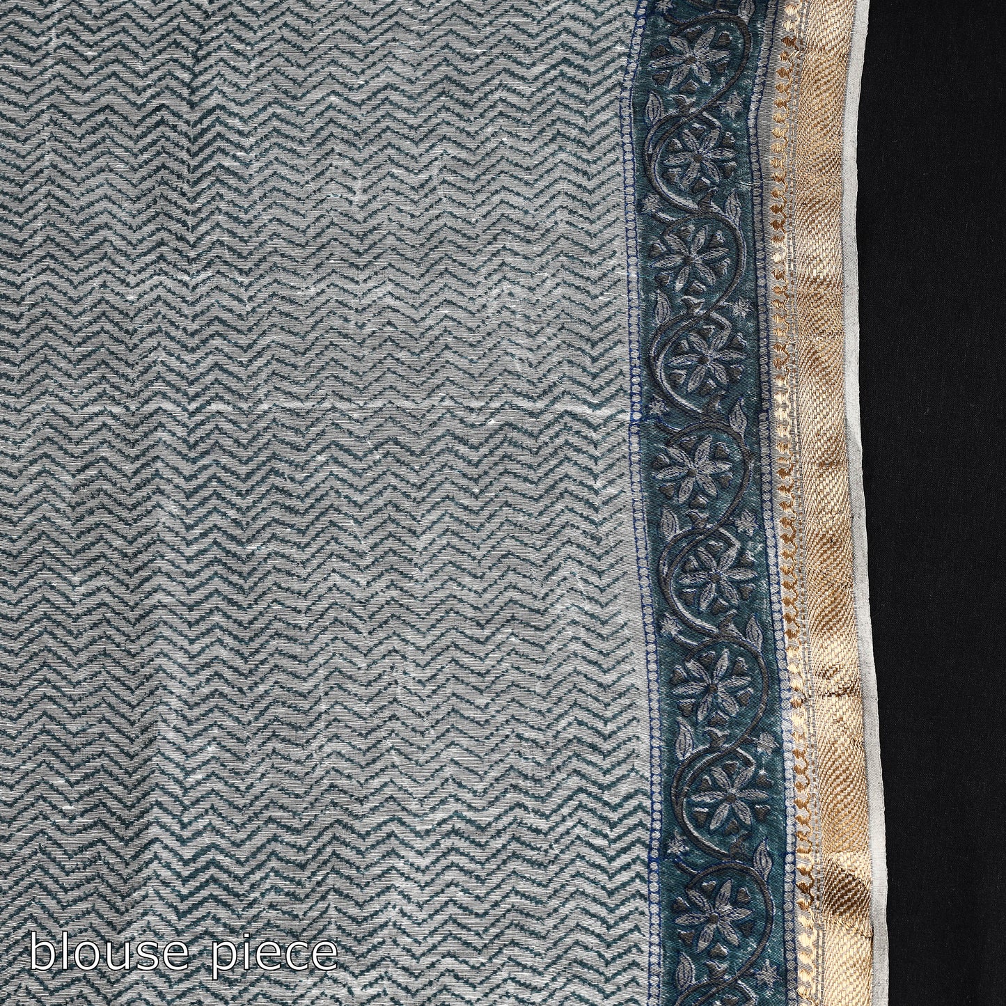 Grey - Sanganeri Block Printed Chanderi Silk Saree