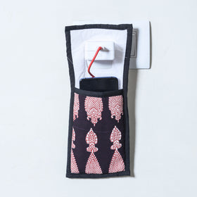 Black Handmade Cotton Fabric Mobile Charging Holder 