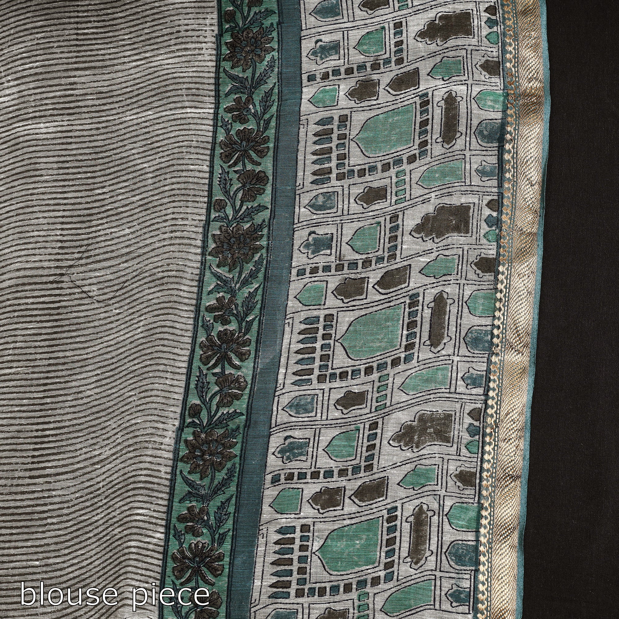 Green - Block Printed Chanderi Silk Sanganeri Saree