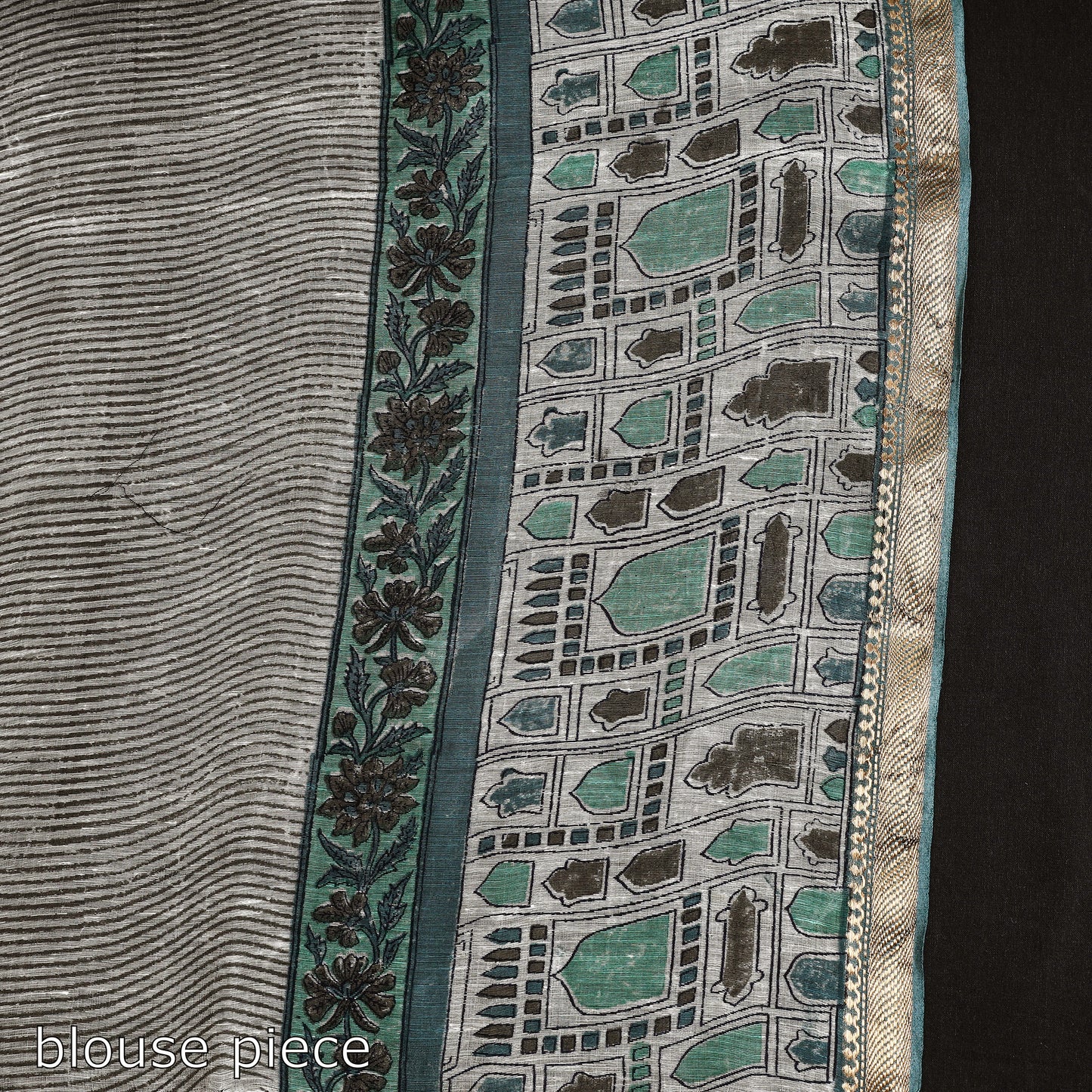 Green - Sanganeri Block Printed Chanderi Silk Saree