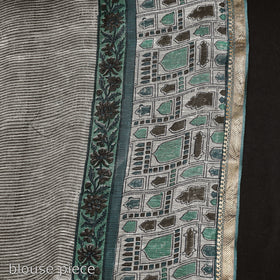 Green - Block Printed Chanderi Silk Sanganeri Saree