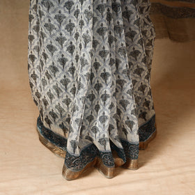 Buy Block Printed Chanderi Silk Sanganeri Saree