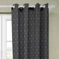 Black - Pochampally Ikat Pure Cotton Fabric Door Curtain (7 x 3 Feet) (single piece)