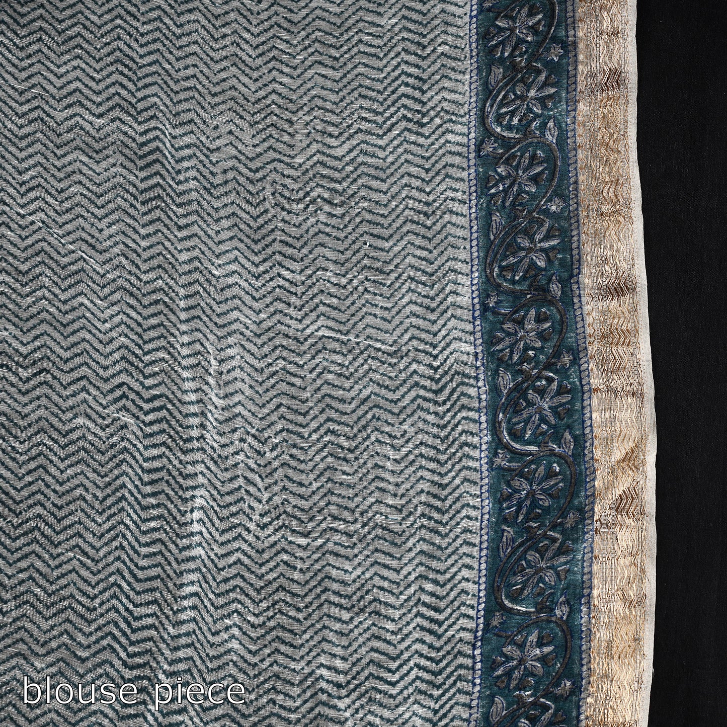 Grey - Sanganeri Block Printed Chanderi Silk Saree