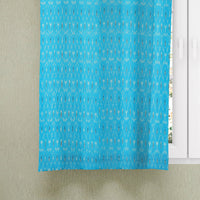 Blue - Pochampally Ikat Pure Cotton Fabric Window Curtain (5 x 3 Feet) (single piece)