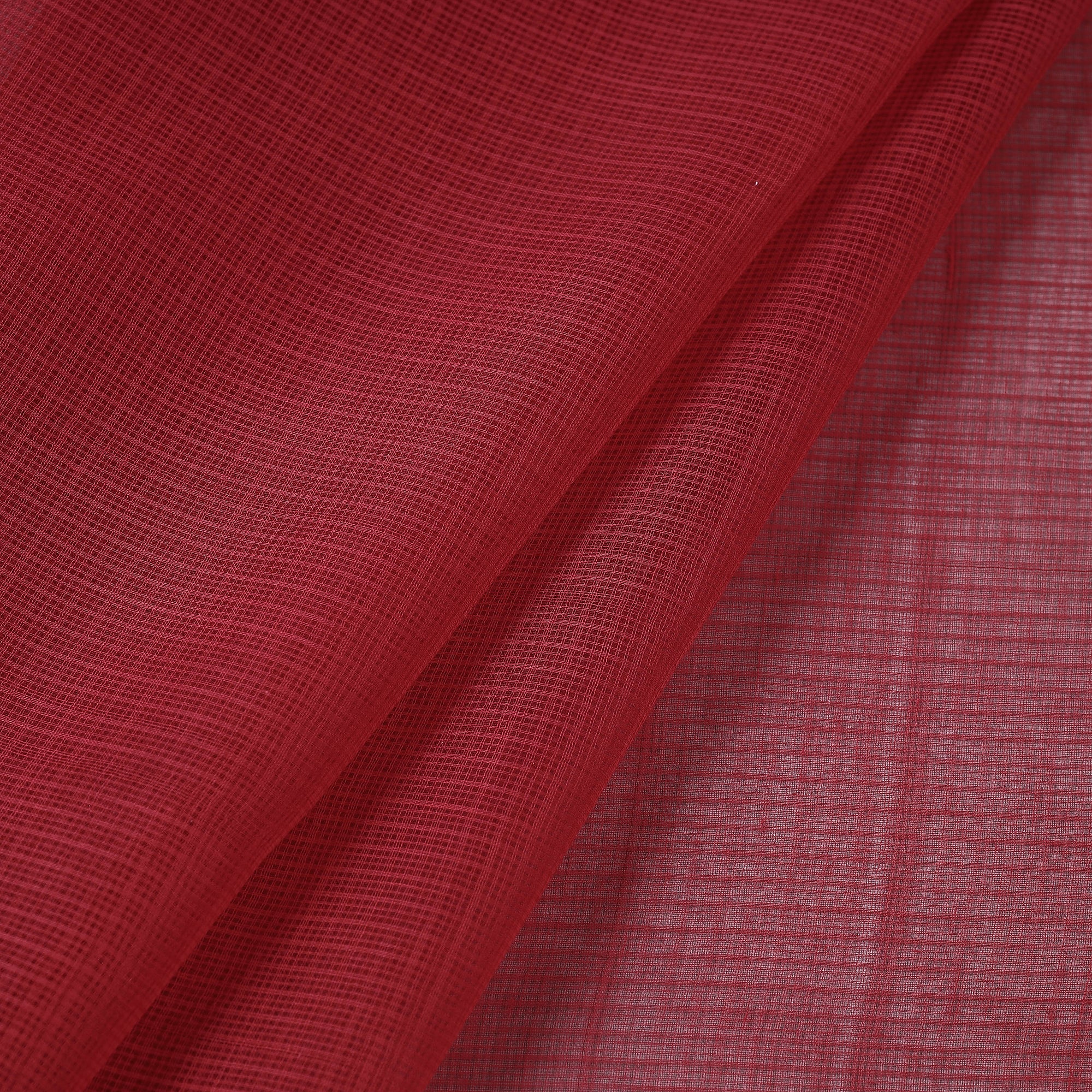 Red Plain Weaving Cotton Kota Doria Fabric Online in India