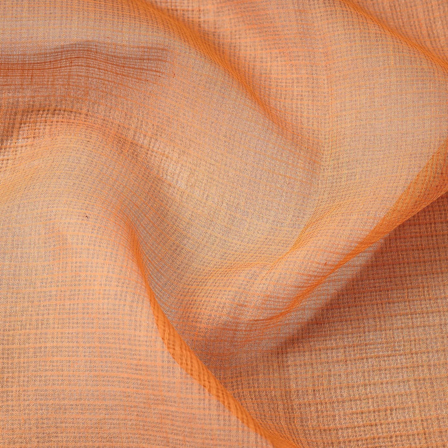 Orange - Kota Doria Weaving Plain Cotton Fabric