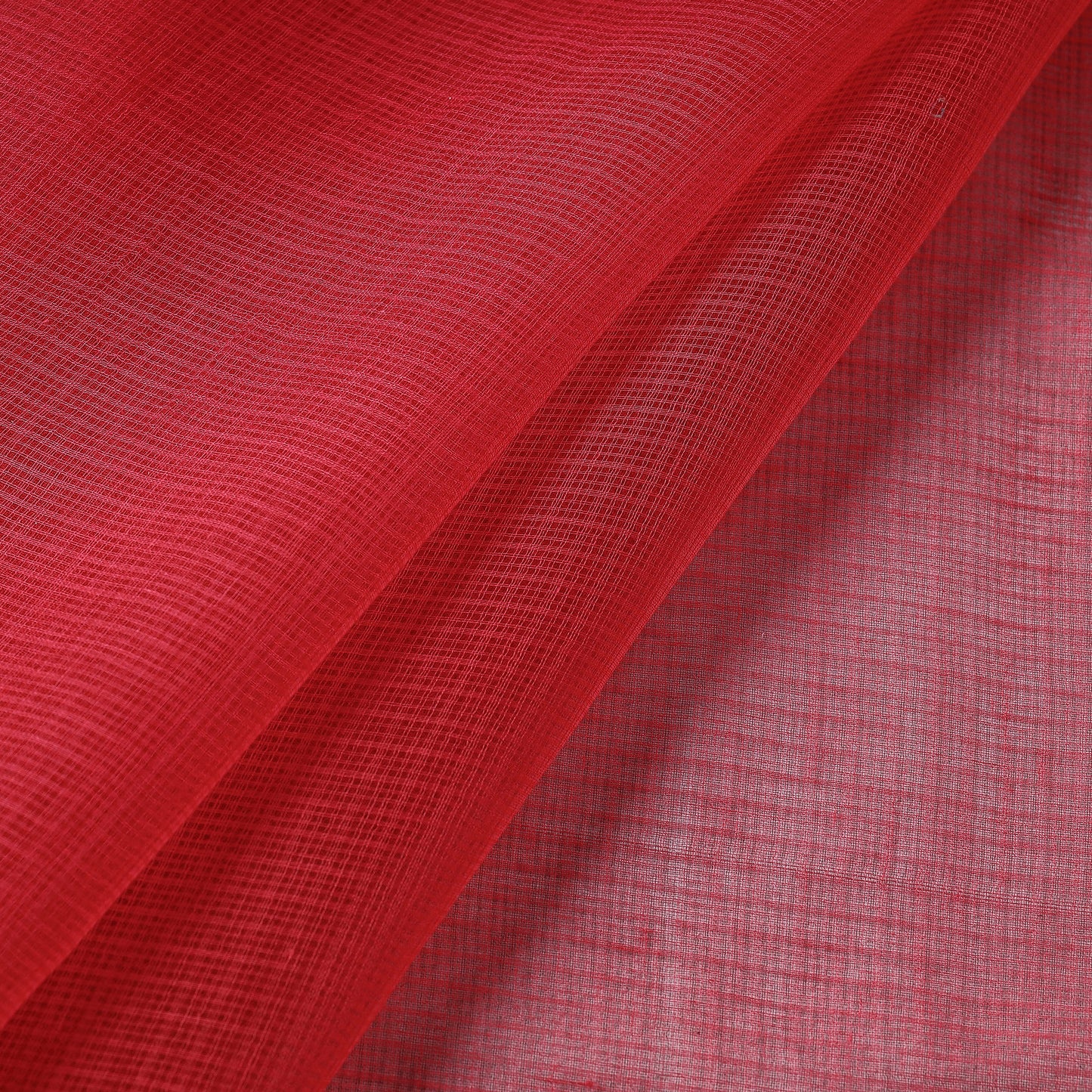 Red - Kota Doria Weaving Plain Cotton Fabric