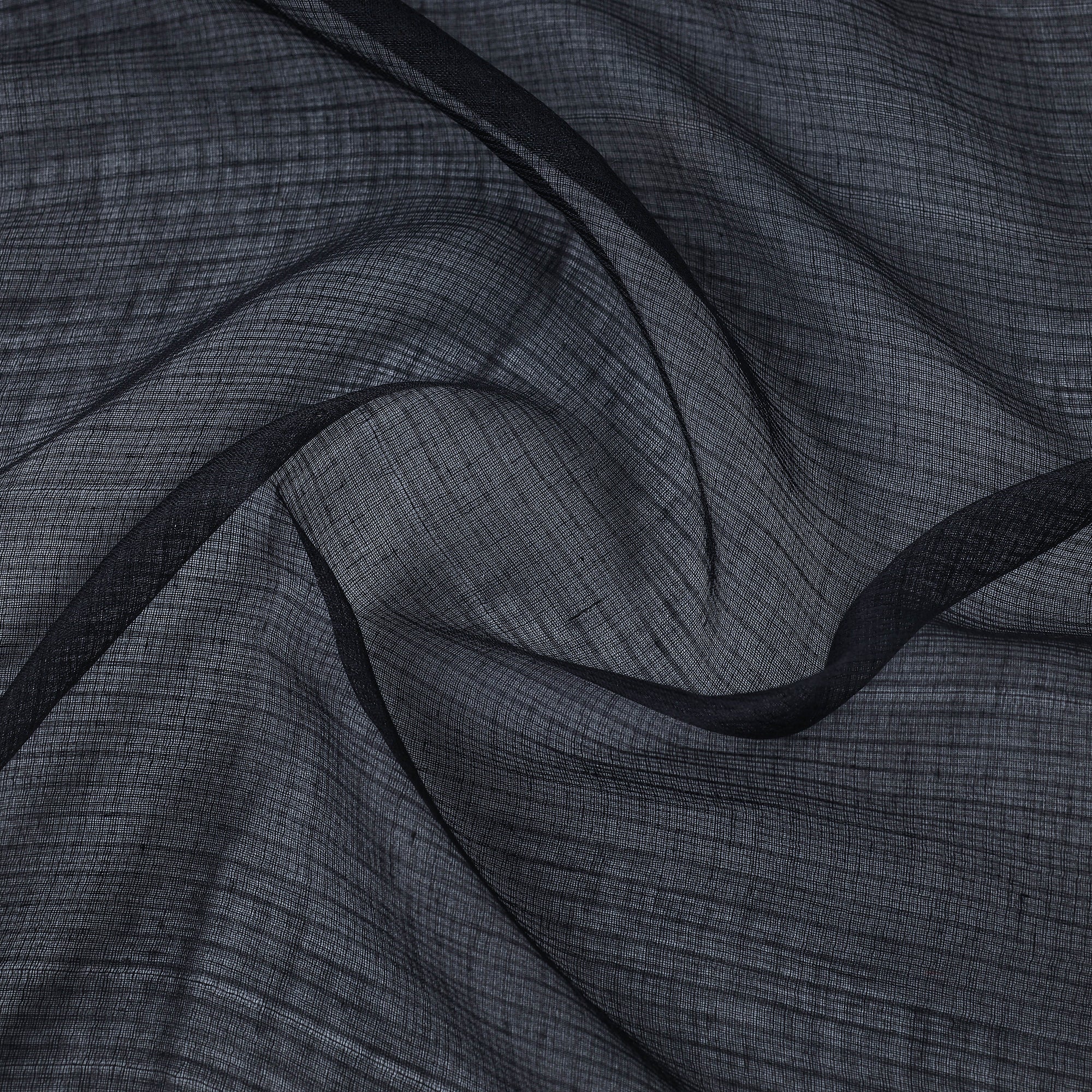 Buy Black Plain Weaving Cotton Kota Doria Fabric 
