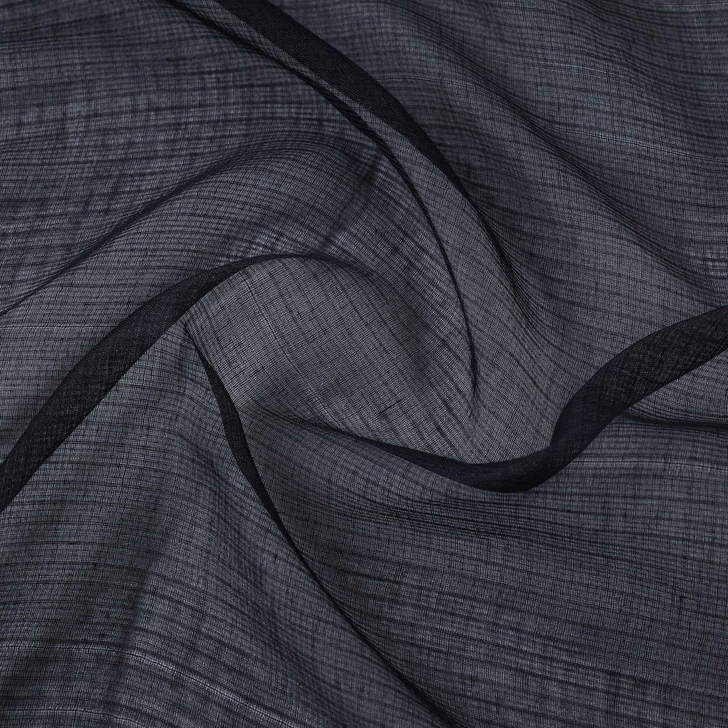 Black - Kota Doria Weaving Plain Cotton Fabric 13