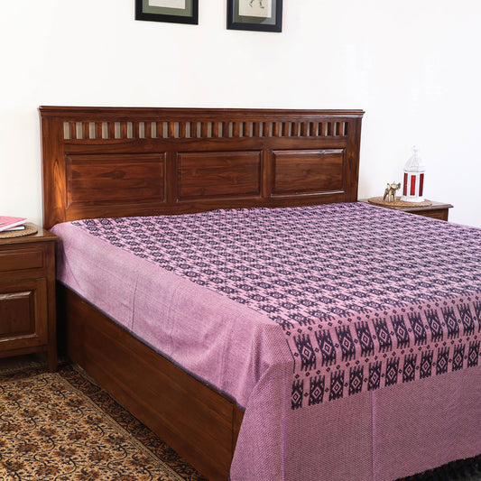 Purple - Pure Cotton Handloom Double Bed Cover from Bijnor by Nizam (106 x 95 in)