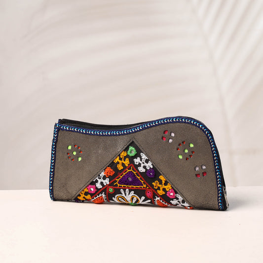 Handcrafted Kutch Embroidery Leather Clutch / Wallet